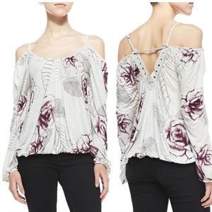 Free People Adelia Rose-Print Cold-Shoulder Blouse